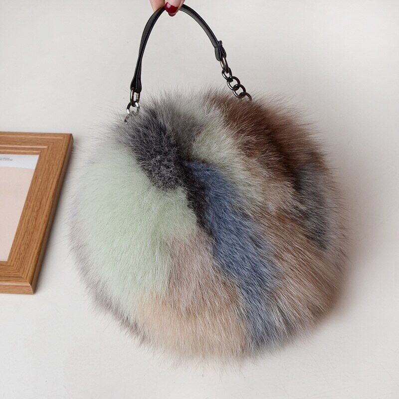 Women's Handbag Small Round Handbags Fluffy Hand Bag Women Winter