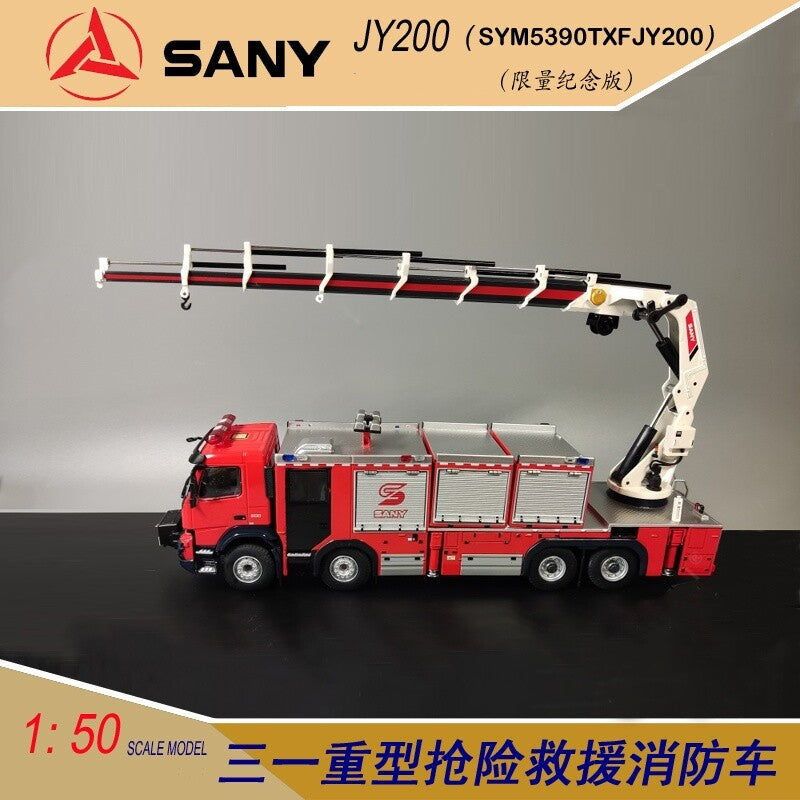 1:50 SANY JY200 Fire Engine Truck Emergency Recue Vehicles Diecast Model