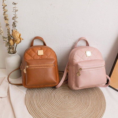 Backpacks Synthetic Leather Bag Small White Rucksack Fashion Backpack 18*11*20CM