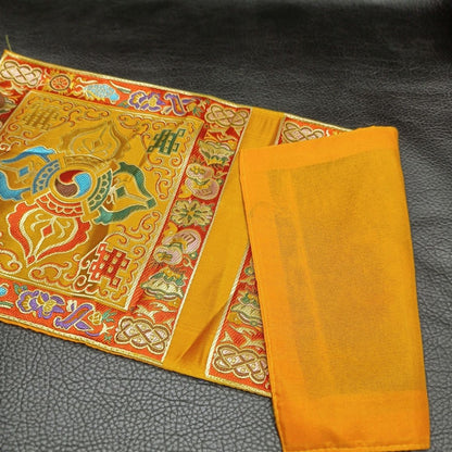 Tibetan Buddhist Ritual Tool Mat Red Fabric Double-Layer Thick 45x22cm Cup Pad
