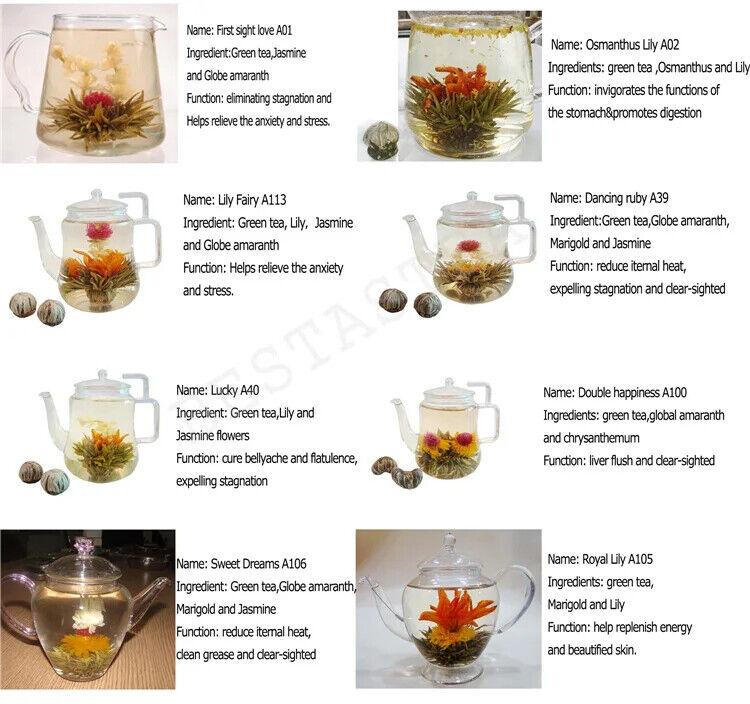 Jasmine Flowering Blooming Tea Ball Blooming Flower Tea Chushuifurong 20pcs