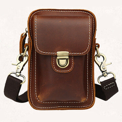 Men's New Rustic Leather Waist Bag Fanny Pack Belt Bag Pouch Small Shoulder Bag