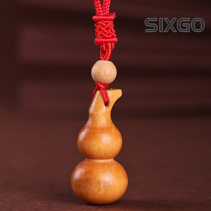 1pc 1.02in Natural Peach Wood Gourd Pendant Small Gourd Ornament