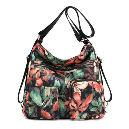 Woman Nylon Laptop Backpack Multifunctional Floral Zipper Soft Traveling Bag 1PC