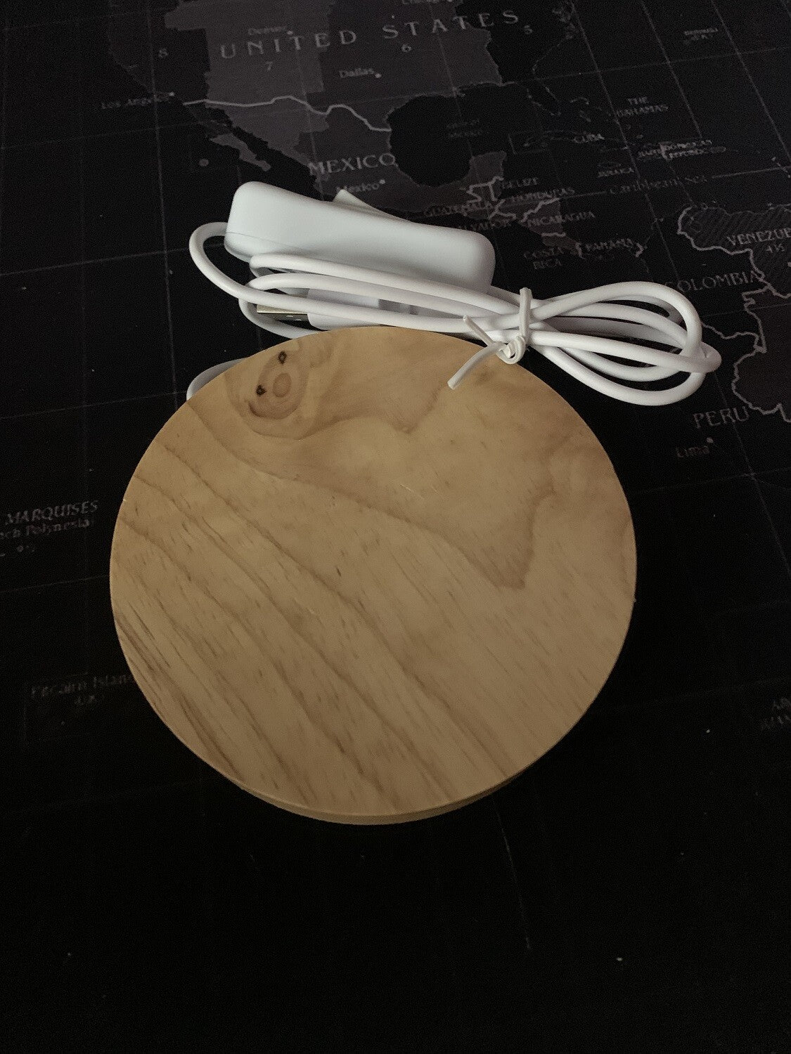 Wooden LED Display Stand 3D Nightlight Round Base Holder for Crystal Glass Ball