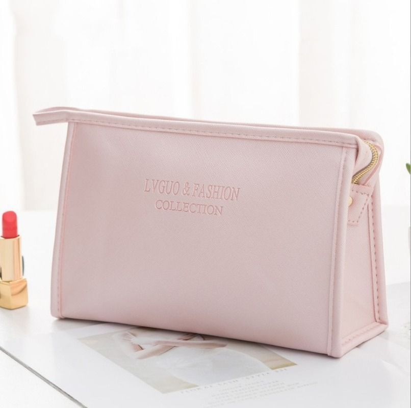 Large Cosmetic Bag Synthetic Leather Waterproof Zipper Makeup Traveling Case 1PC