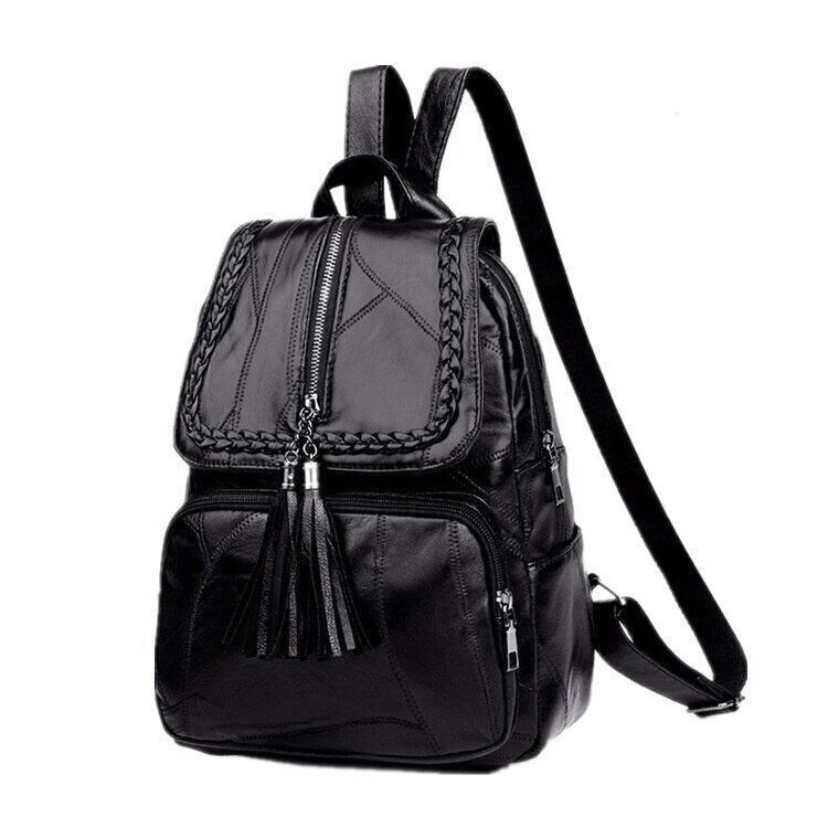 Women's Simple Backpack Travel Soft PU Leather Handbag Shoulder Bags Women Girls
