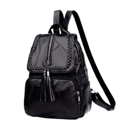 Women's Simple Backpack Travel Soft PU Leather Handbag Shoulder Bags Women Girls