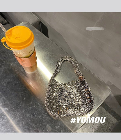 Luxury Bag Metal Sequins Chain Woven Bag Clutch Shoulder Handbag Bag 19*11*1 CM