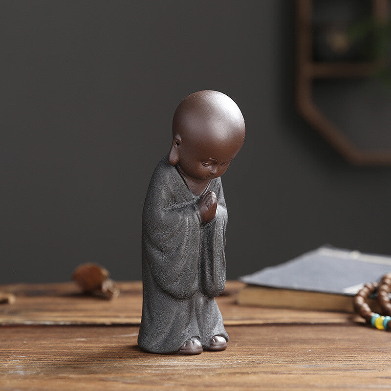 Chinese art decoration creative table ornament zisha purple clay tea pet monk