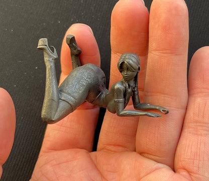 Black Brass Lying Sexy Girl Statue Art Beauty Model Artworks Gift