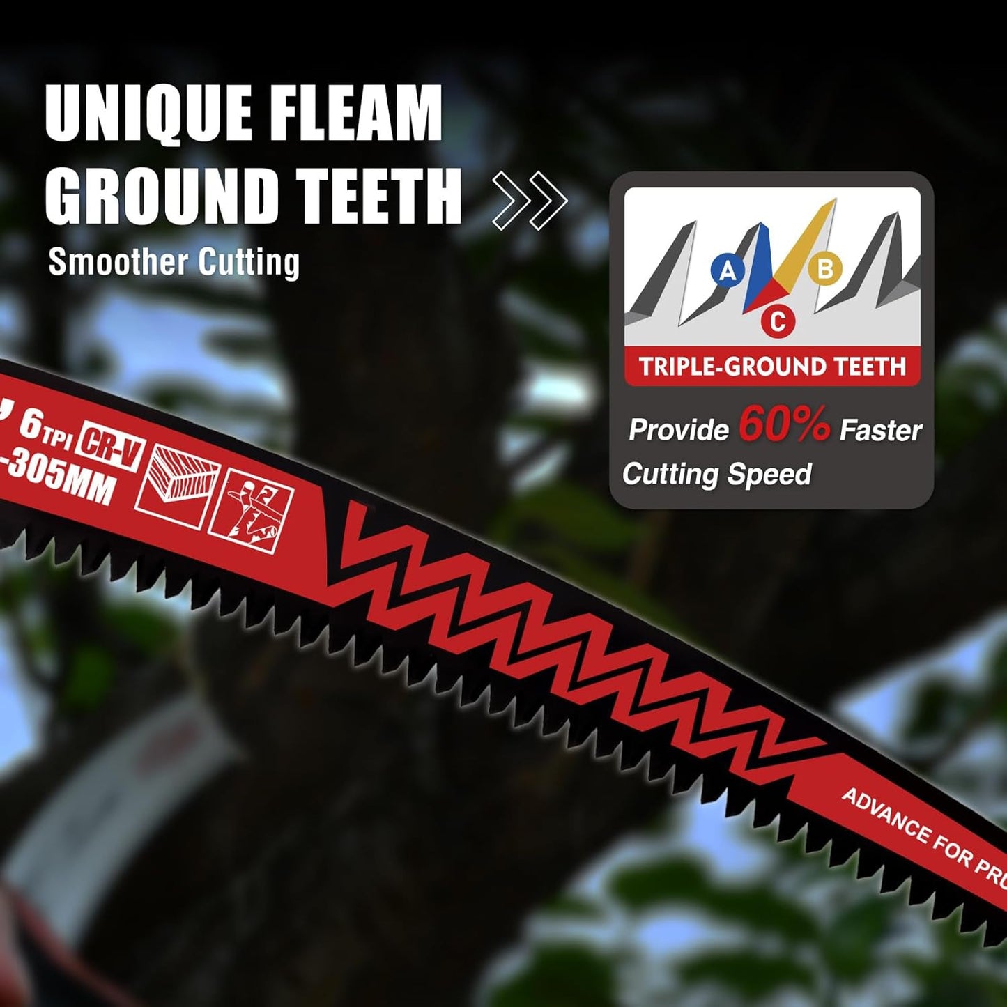 9 Inch Arc Edge Reciprocating Saw Blade, 6TPI, Wood Pruning Saw Blade for Tree T