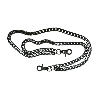 Men Black Metal Wallet Chain Links 2 Strands Keychain Jeans Pant Loop Clasp Ring