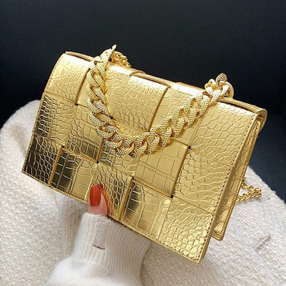 12 Colors Handbag Purse Alligator Pattern Shoulder Bag Women Chain Crossbody Bag