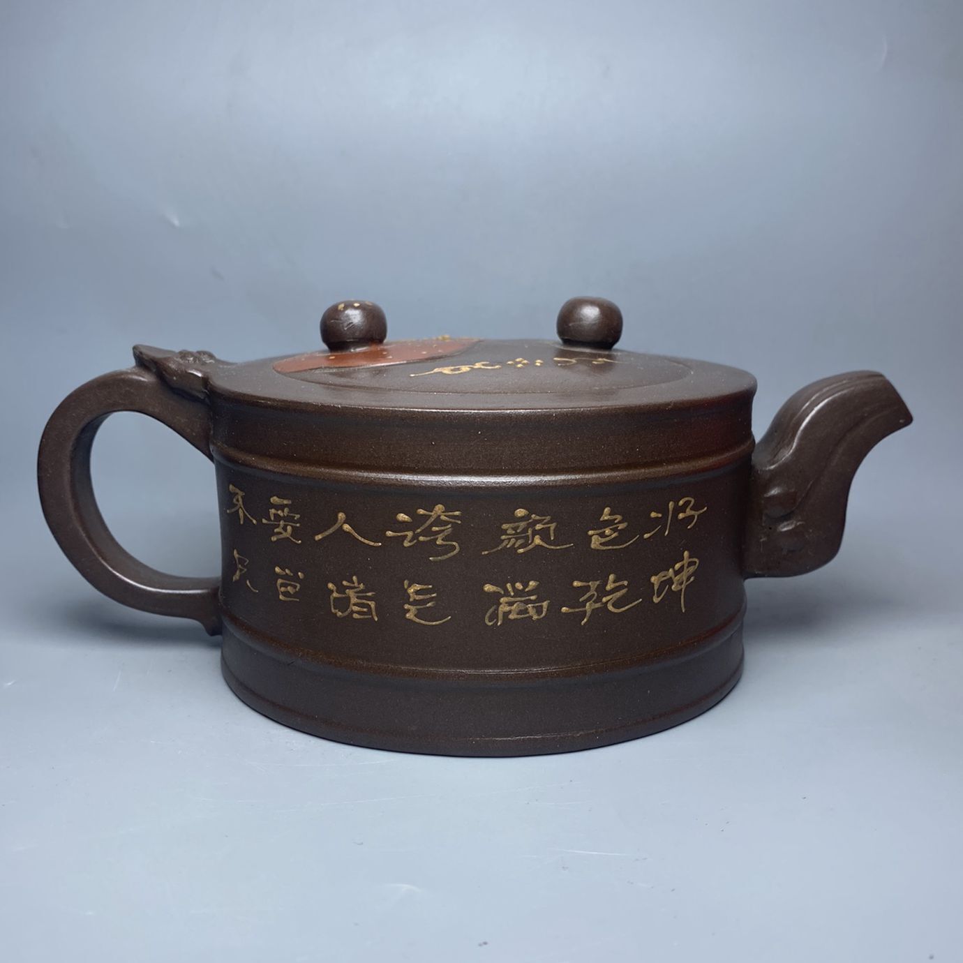 Vintage China Yixing Purple Clay Teapot Zisha Ceremony Painted Landscape Teaware