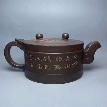 Vintage China Yixing Purple Clay Teapot Zisha Ceremony Painted Landscape Teaware