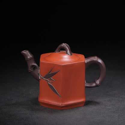 Chinese Yixing Zisha Clay Handmade Exquisite Teapot （六方竹韵 底款：魏援良）