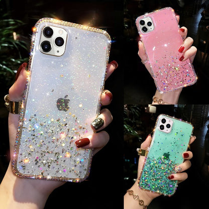 Transparent Star Sequins TPU Phonecase for IPhone17Pro/17/16/15 /14/13/12/11/XR