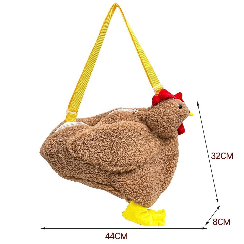 Plush Bag Cartoon Chicken Shoulder Bag Work Travel Women Handbags Crossbody Bag