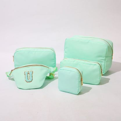 S-XL Embroidery Patch Toiletry Pouch Waterproof Storage Nylon Travel Makeup Bags