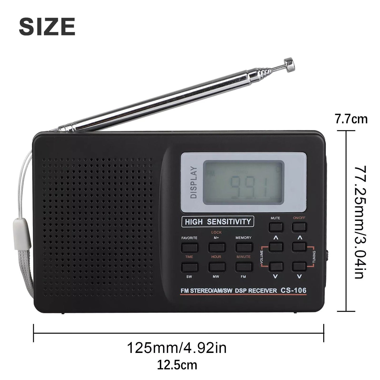 1Pc Portable Digital Radio LCD Display FM/AM/SW/MW Full Frequency Receiver