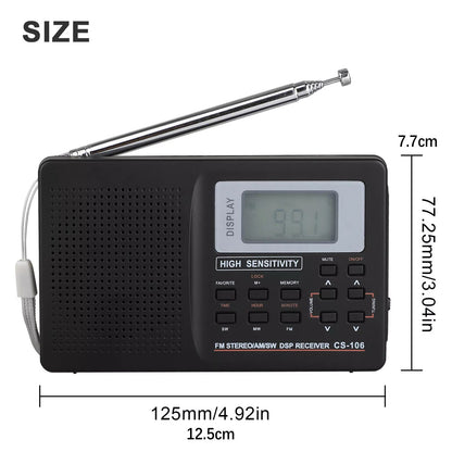 1Pc Portable Digital Radio LCD Display FM/AM/SW/MW Full Frequency Receiver