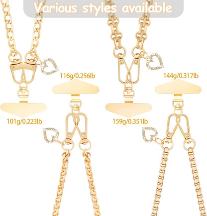 Cell Phone Lanyard Crossbody for Women,Gold Phone Strap Crossbody Set,Metal Phon