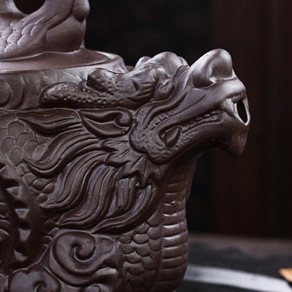 Tea Pot Ceramic Teapot Dragon Phoenix Tea Kettle Purple Clay Tea Set Tea Infuser