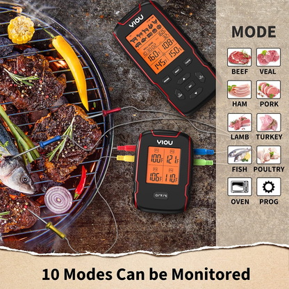 Wireless Meat Thermometer For Cooking Digital Meat Thermometer With 4 Probes 500