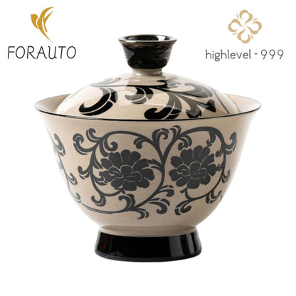 Vintage Green Grey Ceramic Gaiwan Tea Cup 140ml 4.8oz Chinese Kungfu Tea Set