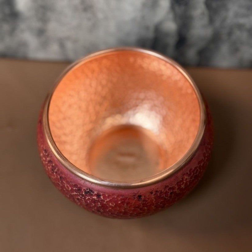 750ml Retro Red Copper Tea Waste Barrel Handmade Fire Oxidation Belly Shape