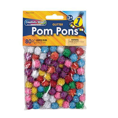80 Pieces 1/2" Glitter Pom Poms for Crafting