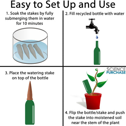 Set of 4 Plant Sitter Self-Watering Stakes for Indoor and Outdoor Plants