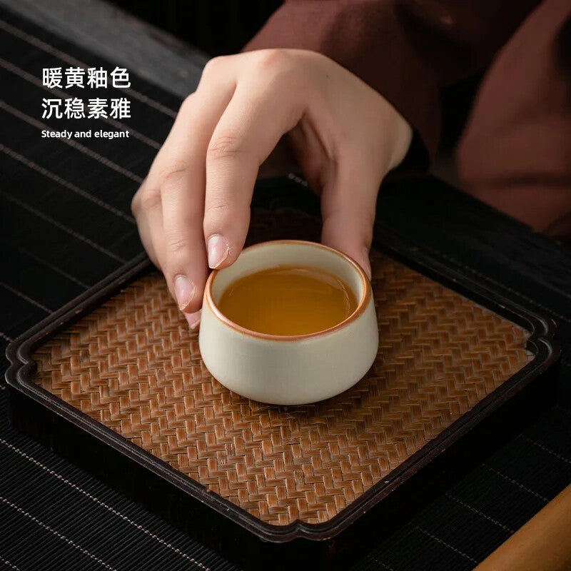 Yellow Ru Kiln Master Cup Ceramic Kung Fu Tea Set Single Person Special Tea Cup