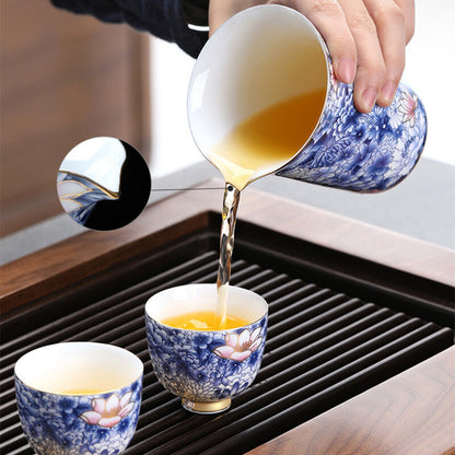 Jingdezhen Blue-and-white Porcelain Tea Set Handpainted Tea Pot Gaiwan Tea Cups