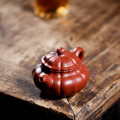 Chinese Yixing Zisha Pottery Clovershrub Clay 210ML Mesh Pumpkin Grain Teapot