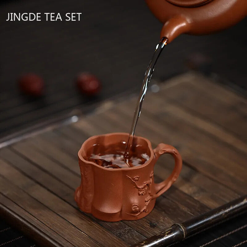 Chinese Yixing Purple Clay Tea Cup Coffee Cup Belt Handle Personal Tea Cup