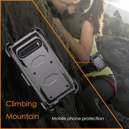 Case For LG V60 ThinQ 5G Clip Belt Stand Rubber Cover / Tempered Glass Protector