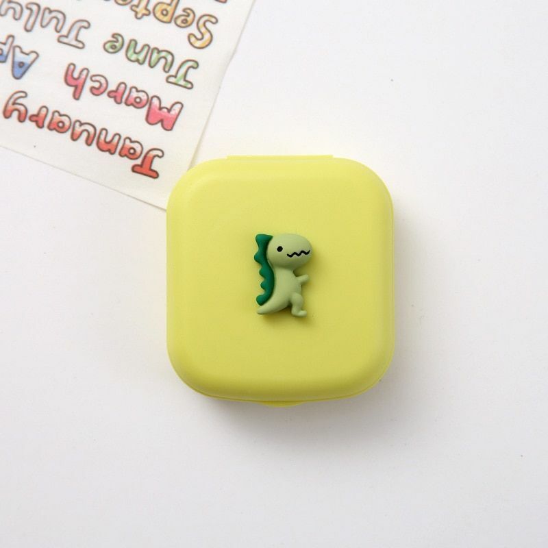 Contact Lens Case Box Mirror Women Mini Square Lovely Eyes Container Bag Travel