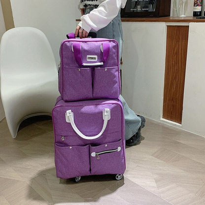 2PCS/SET Wheeled Bag Women Travel Backpack Girl Wheels Trolley Bags Suitcase Bag