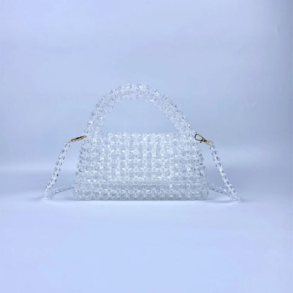Beaded Knitted Pillow Type Handheld Crossbody Dual Purpose Acrylic Bag