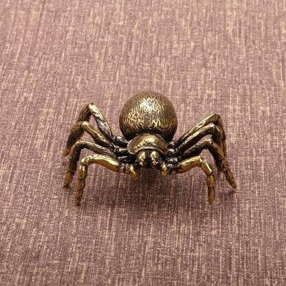 Copper Spider Figurines Miniatures Crafts Simulation Animal Tea Pet Collection