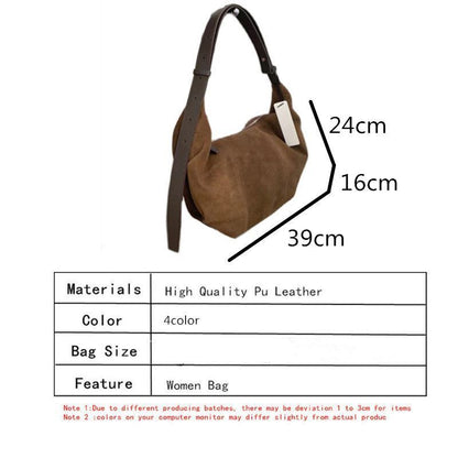 Large Bags Matte Synthetic Leather Handbags Casual Hobos Bags Totes Shoulder Bag