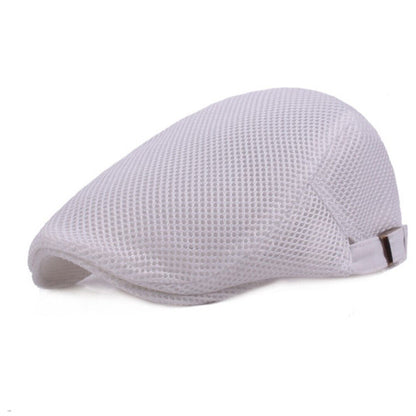 Unisex Casual Beret Hat Flat Cap Breathable Mesh Cap Newsboy Style Adjustable