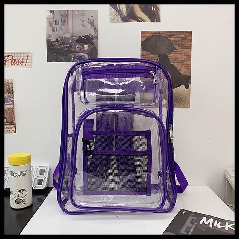 PVC Transparent School Bag Men Through Backpacks Large Backpack Travel Back Bags