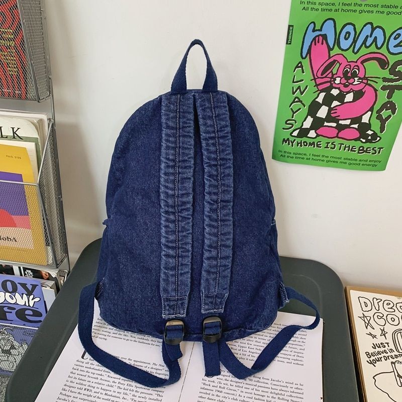 Canvas Denim Book Bag Backpack Traveling School Bags Vintage Laptop 33*13*43 CM