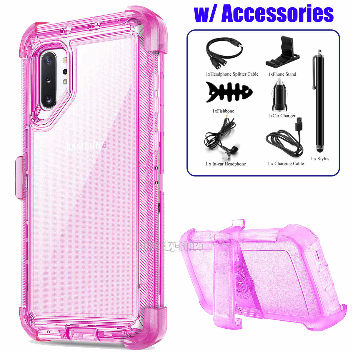 Clear Case For Galaxy Note 10 / Plus Clip Stand Rubber & Tpu Cover / Accessories