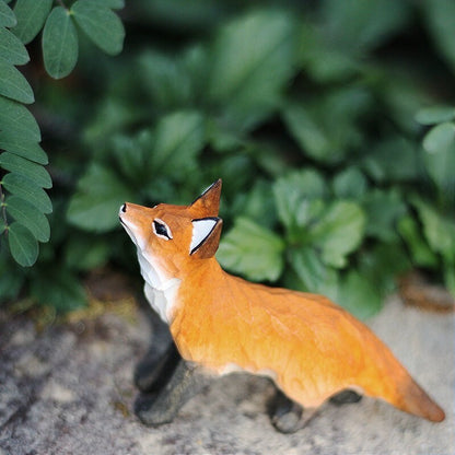 Red Fox Handmade Wood Carving Solid Wood Fox Sculpture Creative Ornament