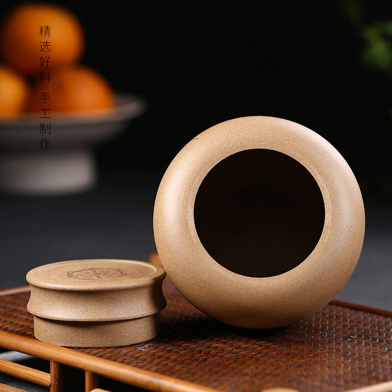 True Yixing Zisha Tea Caddy Bamboo Carved Sealed Tea Canister With Lid Small New
