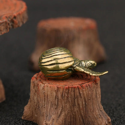 Brass Turtle Retro Style Cute Little Turtle Crafts Tea Pet Table Ornament